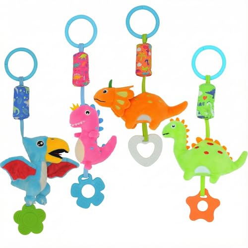 gebra Baby Toys for 0 3 6 9 12 Months, Soft Rattle Wind Chime Car Seat Crib Stroller Toys, Dinosaur Baby Hanging Toys Birthday for Baby Boys and Girls