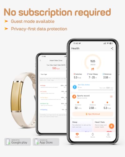 Image of FITVII Screenless Fitness Tracker for Women Men, Health and Fitness Wearable with 24 /7 Heart Rate, Blood Pressure and HRV Sleep Monitor, Subscription Free Activity Tracker for Android & iPhone