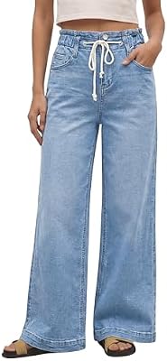 GRAPENT Women's Elastic Waist Jeans High Waisted Jeans for Women Stretchy High Waisted Flare Jeans f...