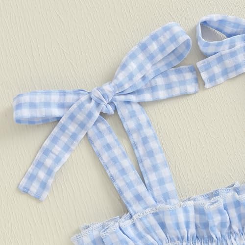 Image of Thorn Tree Toddler Girl Clothes Summer Ruffle Hem Sleeveless Stretchy Top Casual Shorts Cotton Line Outfits