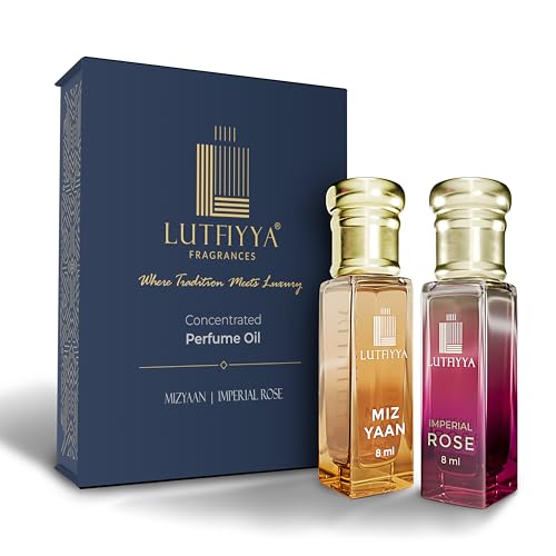 Image of Non-Alcoholic Attar Roll-On Perfume Oil (Pack of 2, 8ml Each) | MIZ YAAN & IMPERIAL ROSE | Long Lasting Fresh Aquatic & Floral Fragrance | Unisex Gift Set