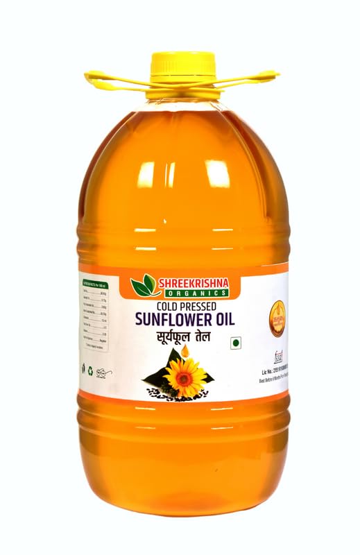 Shreekrishna Cold/Wood Pressed Organic Sunflower Oil 5 Litre (100% Sunflower Oil | Kacchi Ghani/Chekku) (B0CJM5X6HW) Amazon Price History, Amazon Price Tracker