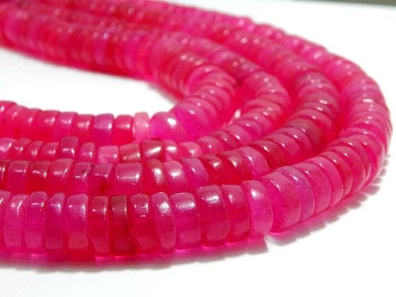 Pink Chalcedony Heishi Beads 14.5 mm rang perles rose pour bijoux