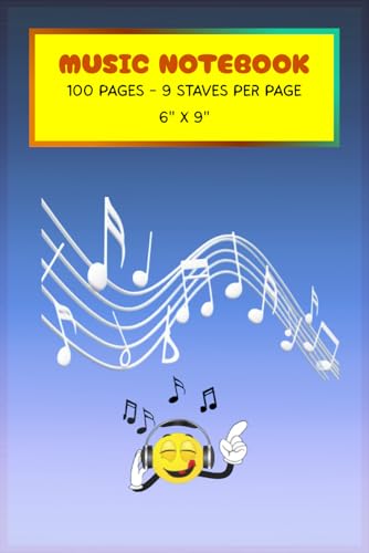 Cahier de musique haut de gamme avec 9 portées claires pour notation musicale