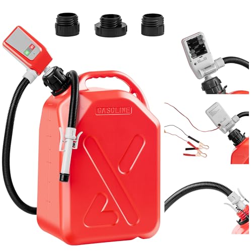 POXURIO Fuel Transfer Pump Battery Powered, 51'' Hose Gasoline Transfer Pump with Auto-Stop Sensor, 3.2GPM Liquid Transfer Pump with 3 Tank Adapters(Only Pump)