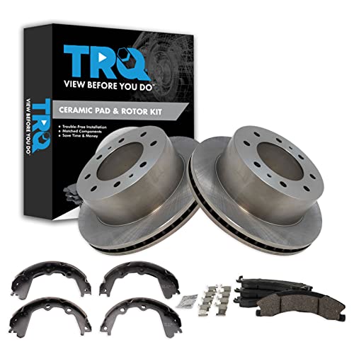Image of TRQ Rear Brake Pad & Rotor Kit Ceramic Compatible with 2016-2019 Chevrolet Suburban 3500 HD