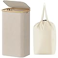 Lifewit 100L Laundry Basket with Lid, Clothes Hampers for Laundry with Bamboo Handles and A Removable Bag, Large Foldable Laundry Hamper for Bedroom, Bathroom, Dorm, Laundry Room, Beige