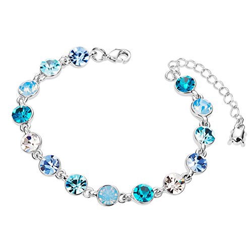 SHEGRACE Armband Damen in Alloy mit Perlen Österreichisches Kristall Pavé Armband Glitzernde Runde Bunt, Verstellbar, 160mm, Geschenk für Mädchen Cover