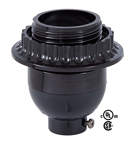 B&P Lamp Short Keyless Phenolic Socket, Med. Base, has Threaded Shell with Ring