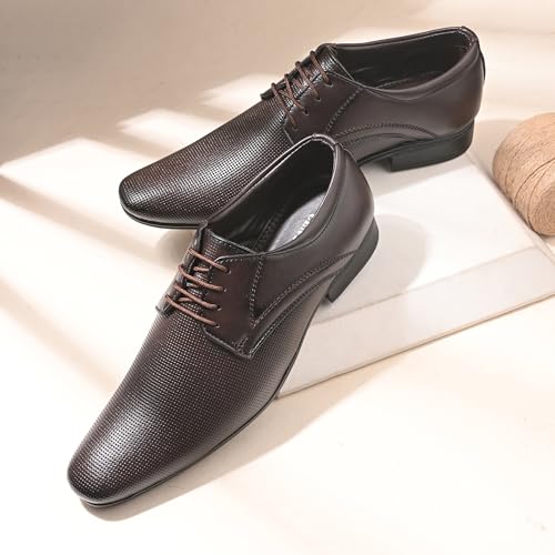 Image of Centrino Formal Shoes for Men | Lightweight Comfortable Office Shoes for Man Stylish | Cushioned Insole Lace-Up Shoes for Men | Durable TPR Sole | Trendy Classic Design Footwear for Men (8119)