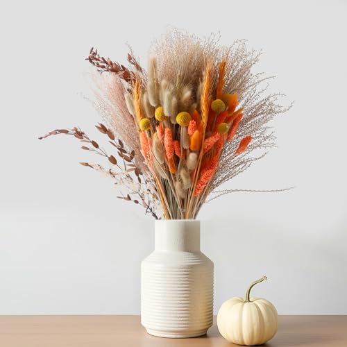 Luckwaii Pampas secas decoração 127 ramos de flores naturais com caudas de coelho, cana, picos de trigo secos, Eucalipto, Dried Flower Bouquet de 44 cm para decoração mesa de jantar boho festas
