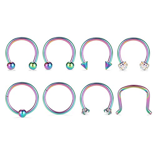 Preisvergleich Produktbild FUNLMO 316L Septum Retainer Nasenringe aus Edelstahl Creolenohrring Daith Ohrringe Tragus Creolen Hufeisenringe