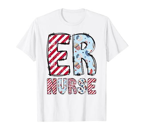 4 de julio ER Sala de Emergencias Día de la Independencia de Enfermera Camiseta
