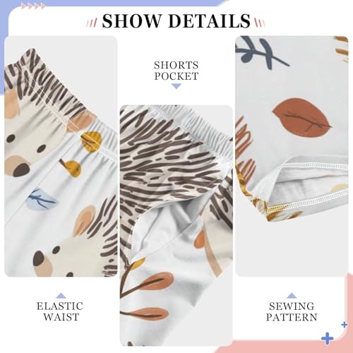 Hedgehog Maple Leaf Boys Long Pants Soft Trousers Elastic Waist Kids Lounge Bottoms with Pockets S-XL4