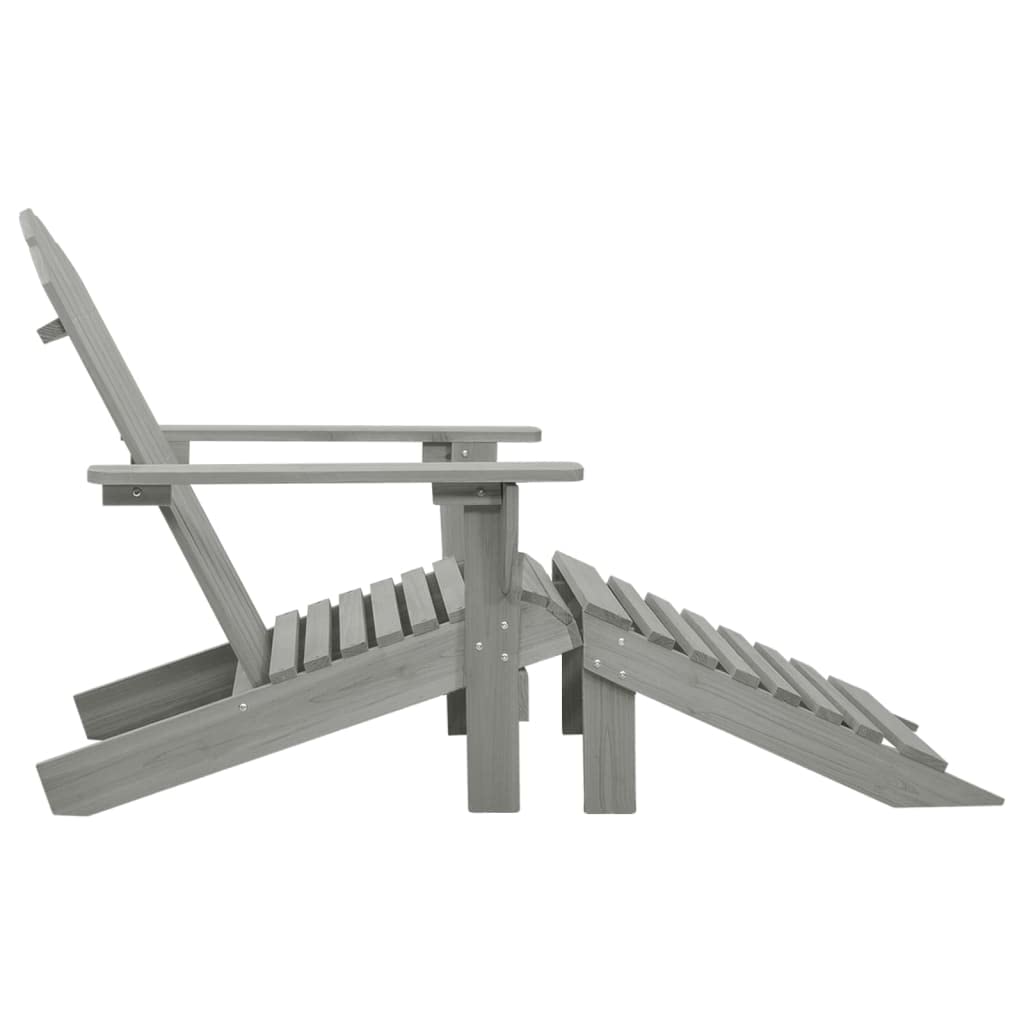 vidaXL Silla de Jardín con Otomana de Madera Mobiliario Exterior Terraza Muebles de Exteriores Jardín Patio Resistente a la Intemperie Resistente Gris