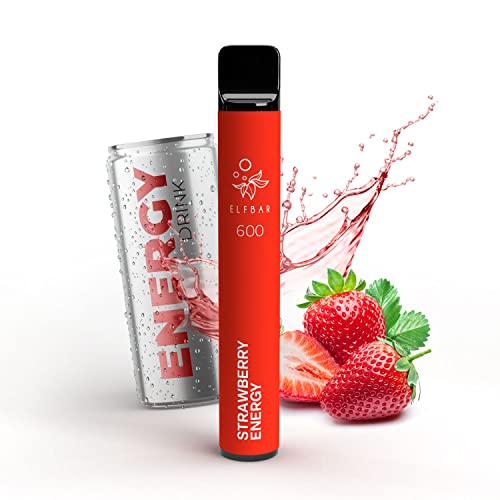 Elfbar 600 - Strawberry Energy/Erdbeer-Energie - Nikotinfreie Einweg E-Zigarette E-Shisha Vape 550mAh, 600 Züge 10er…