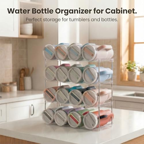 Stackable Water Bottle Organizer for Stanley 40 oz Tumbler, Larger Water Bottle Holder for Kitchen Cabinet, Pantry Organizers and Storage for Stanley Cup and Tumbler Organizer, Hold 16 Bottles - Image 5