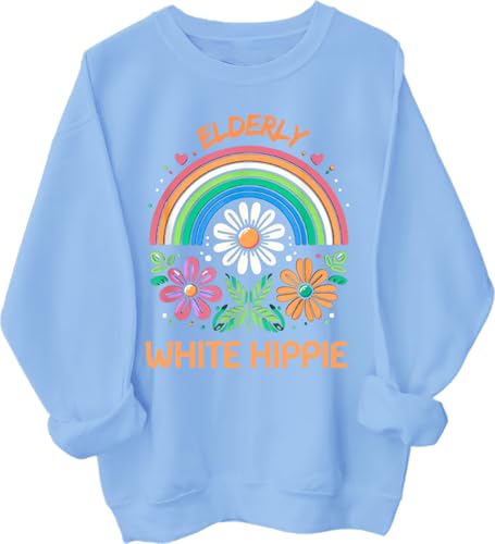 Elderly White Hippie Shirt Elderly White Hippie Hoodie Funny Long Sleeve Pullover Hoodie for Men Women