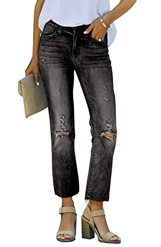 Necooer Womens Flare Jeans Classic Stretch Raw Hem Flare Bell Bottom Denim Jeans Pants