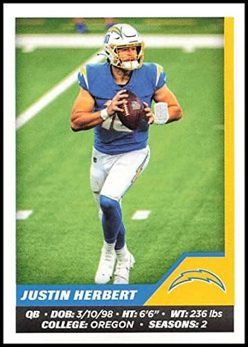 2021 Panini Stickers #283 Justin Herbert Los Angeles Chargers NFL Football Mini Sticker Trading Card image 3