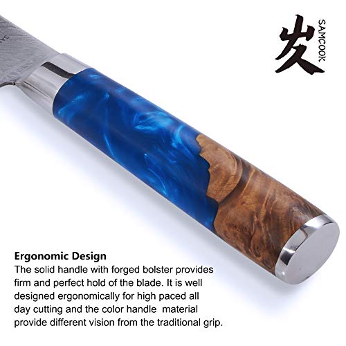 Samcook WW-SC-003 Damascus Chef Knife - 8 Inch Professional Sharp Gyuto Knife - Japanese Vg-10 High Carbon Stainless Steel Kitchen Cooking Knife thumb #3