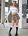 Avidlove Mini Pleated Skirts for Women Mini Plaid Skirt Brown XL