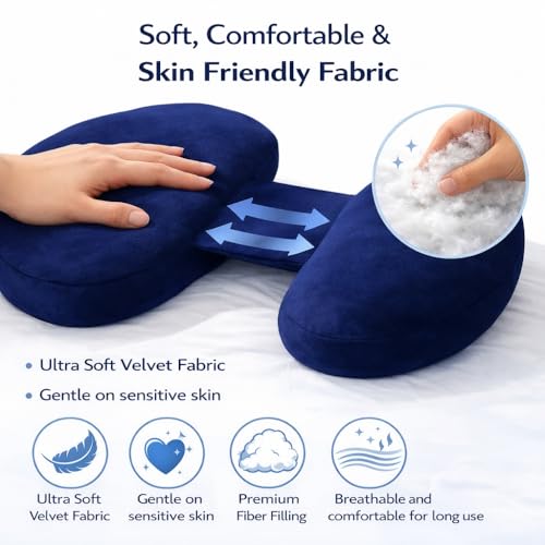 Image of H-Shaped Pregnancy Pillow | Adjustable Butterfly Dual Wedge for Back, Belly & Hip Pain Relief | Ultra Soft Velvet Maternity Body Support Pillow | Washable, Travel Friendly | Blue