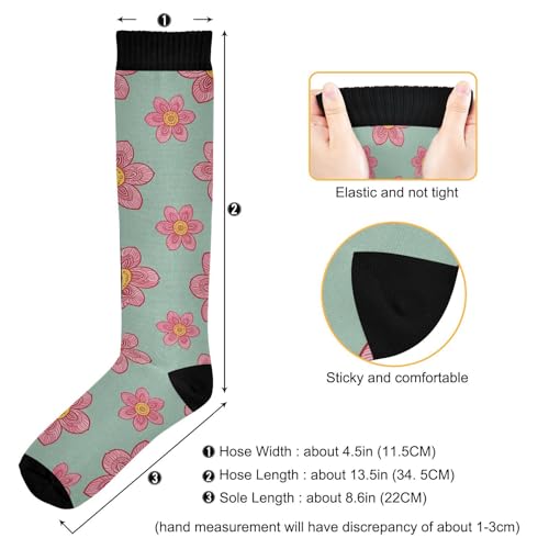 Compression Socks for Women Men Flower Wide Calf Knee High Stockings 20-30mmHg Nurse Travel Athletic Sock 2 Pair3