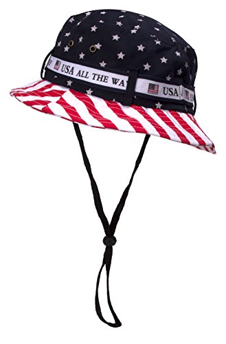 TOP HEADWEAR Cotton Twill USA American Flag Bucket Hat USA All The Way Boonie, S/M - Thumbnail 6