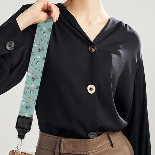 Image of Halloween Handbag Strap Canvas Purse Strap Colorful Bat Black Shoulder Strap Multicolor Bats Replacement Strap