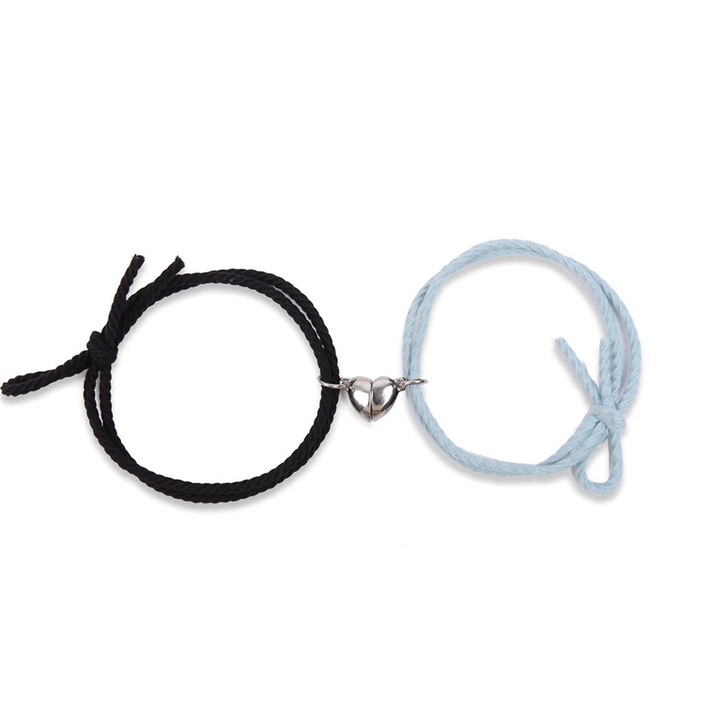 2pcs/Set Cute Cartoon Couple Bracelet Heart Shape Magnet Men and Women Gift Friendship Charms Elastic Rope Jewelry B