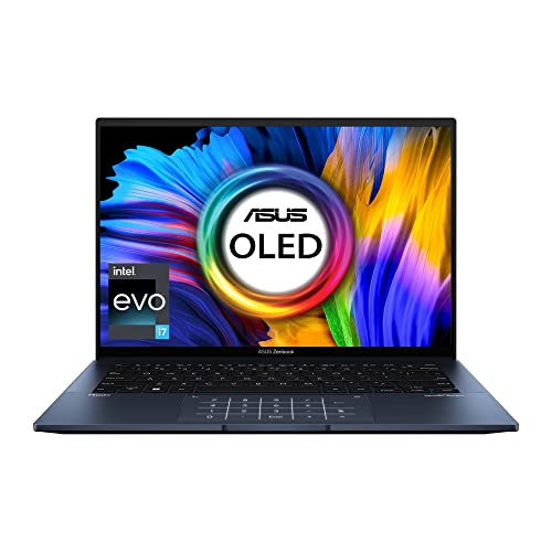 Image of ASUS Zenbook 14 OLED (2022), 14 inch (35.56 cms) 2.8K OLED 16:10 90Hz, Intel Core Evo i7-1260P 12th Gen, Thin and Light Laptop, UX3402ZA-KM731WS WT200 Wireless Mouse, Blue