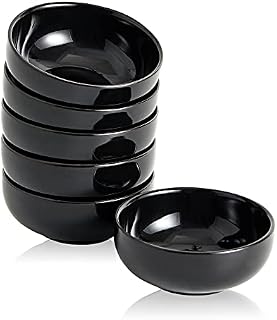 Swuut Ceramic Small Bowls,70ml Mini Bowls Set,Dipping Soy Sauce Dish,7.5cm Dip Pinch Bowl Set of 6 (Black)