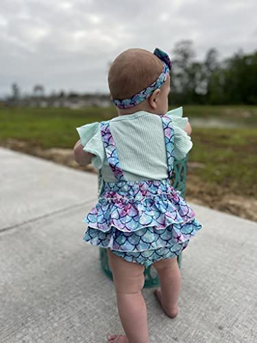 Unicomidea 1T Girls Summer Romper 3D Mermaid Clothes For Baby Girls 12-18 Months Ruffle Sleeves Infant Girls Outfit With Bownot Cute Baby First Summer Onesie Holiday Infant Jumpsuit #TOP5