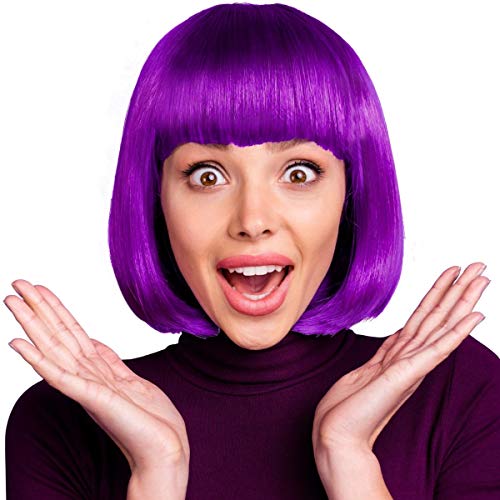 gastos de envío los | Bob peluca Mullet Cabaret Afro peluca para hombre, mujer y niños Bob lila 
