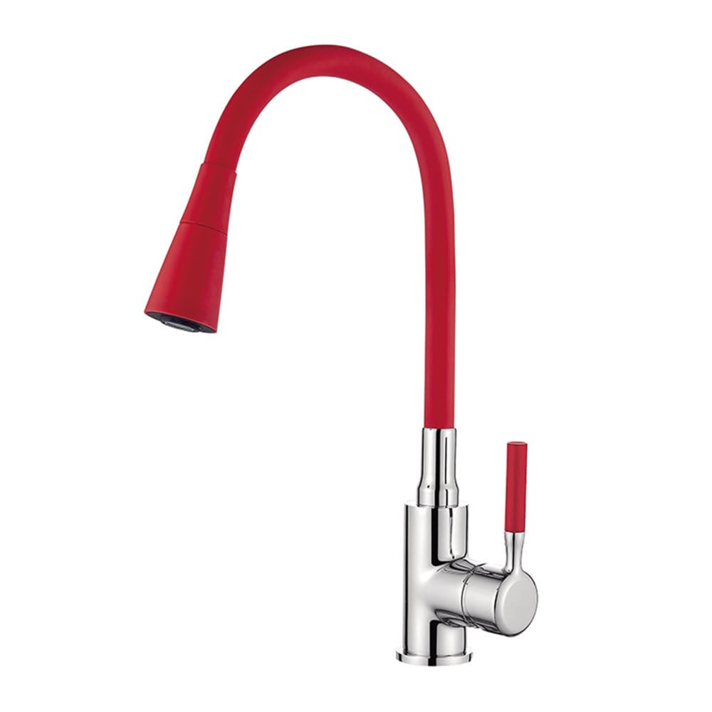 MXXQRHF Kitchen Faucet Black Single Handle White Kitchen Tap Single Hole Swivel 360 Degree Rubber Water Mixer Taps Faucets,L4199,2