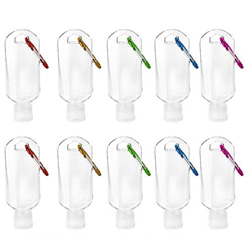 10 Stks 50 Ml Plastic Sleutelhanger Flessen Hervulbare Reisflessen Draagbare Flessen Met Haak Karabijnhaak Riemclip Voor Klimmen Camping Outdoor Activiteiten