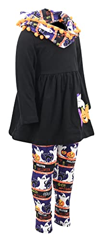 Image of Unique Baby Girls Kids Toddler 3pc Outfit Set Long Sleeve Cotton Blend Tunic Top Leggings and Scarf