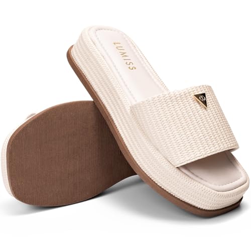 Sandália Feminina Tamanco Flatform Confortável Juta offwhite37