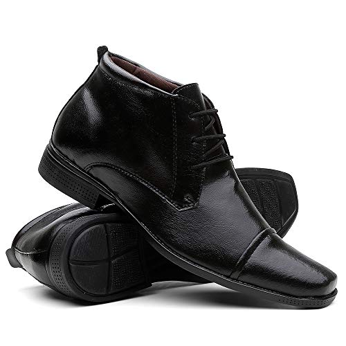 Sapato Social Masculino Cano Médio Em Couro - Preto/41
