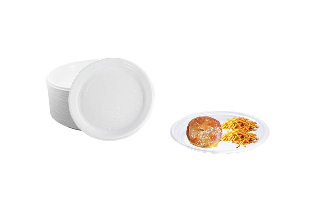 Lauroo Mehrweg-Menüteller Ungeteilt – Ø22 cm Plastikteller | BPA-freier PP Kunststoff | Spülmaschinengeeignet | Mikrowellengeeignet | Plastikgeschirr - 500 Stück
