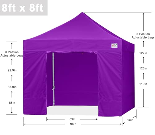 Image of ABCCANOPY Commercial Pop Up Canopy Tent with Sidewalls 8X8,Purple