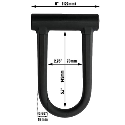 image for LewadUSA Bike U Lock with Extra Long 5.5-feet (12mm x1.7m) Bicycle Loc