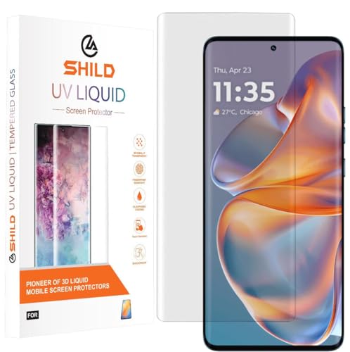 Image of SHILD Advanced HD+ UV Tempered Glass Screen Protector for Moto Edge 50 / Edge 50 Pro (6.7 Inch, Pack of 1) - UV Curved Full Adhesive, 9H Hardness, Fingerprint Unlock Support, Case Friendly with Installation Kit & Guide