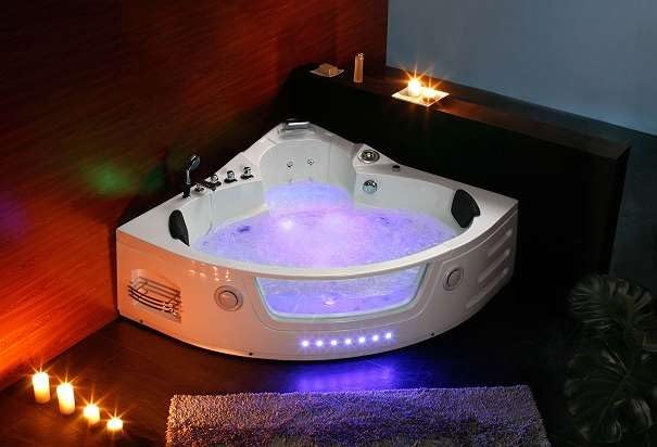 Whirlpool Milano 140x140 cm – wanna z hydromasażem dla 2 osób, 14 hydrodysz, 8 dysz powietrznych, LED, Bluetooth, ogrzewanie, dezynfekcja ozonowa, akryl