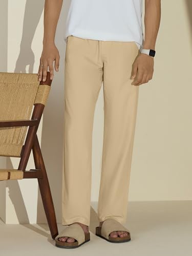 Image of XYXX Zen Cotton Solid Drawstring Pyjamas for Men | Relaxed Fit Lounge Pants with Side Pockets