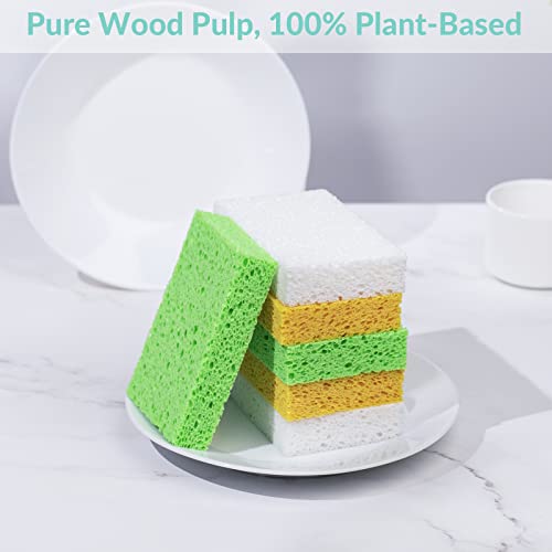 Pop-Up Sponges 6 Pack, Reidea 100% Biodegradable Scrub For Furniture (Leather Sofa), Kitchen (Dish, Counter) - Non Scratch Odor Free Plant Based Sponge - Eco-Friendly Wood Pulp (Multi Color) #TOP4