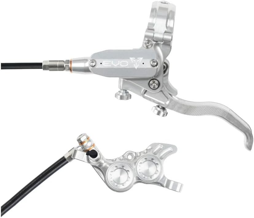 Hope Tech 4 Evo GR4 Disc Brake - 4-Piston Hydraulic Mountain Bike Brake with Reach & Bite Point Adjustment, Post Mount 74mm Caliper, Super-Powerful, Smooth Operation, Silver Finish, Suitable for E-Bik