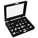 24 Grilles Boite a Bijoux en Velours, Détachable Boîte Vitrine à Bijoux,Boite Rangement Bague avec Compartiments,Couvercle Transparent Plateau Présentation Bijoux (Noir)