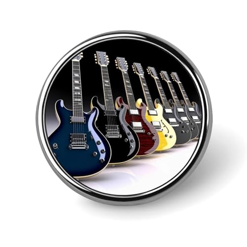 Aluminium Alloy Round Badge Brooch Pins for Men Electric Guitar Brooches Elegant Pin for Women Fashion Button Badges Brooch Badge for Hats Jackets Shirts